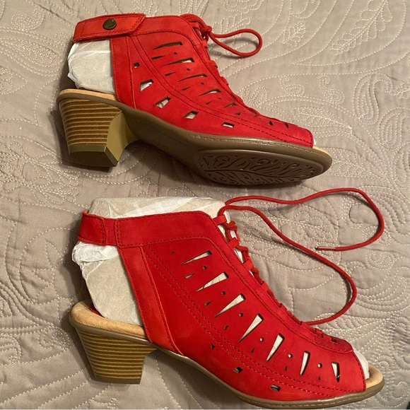 NEW Red Open Toe Ankle Booties - Picture 2 of 4